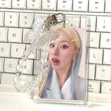 SHOPMOCHO Crystal Butterfly 3 Inch Acrylic Card Holder Photocards Display Credit ID Bank Card Protective Case Keychain Pendant Fashion