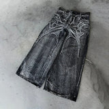 SHOPMOCHO Y2K Baggy jeans Gothic Oversized embroidered spider patchwork wide leg pants American hip hop street style men women floor pants
