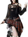 SHOPMOCHO Gothic Hot Girl American Fashion 2 Piece Set Women Black Blouse + Chic Irregular Dress New Pure Desire Slim Vintage Suit Summer