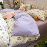 Shopmocho Pink Flowers Duvet Cover Set Ins Fashion Single Queen Size Girls Boys Flat Sheet Pillowcase No Filler Home Decor Bedding Set