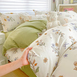 Shopmocho Tulip Flower Duvet Cover Set Single Queen Size Botanical Floral Bedding Set Soft Reversible Comforter Cover with 2 Pillowcases
