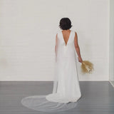 SHOPMOCHO Elegant Beaded Pearl Bridal Cape Veil Off Shoulder Bolero Shawl Wedding Jacket for Women Bride Accessories GP41