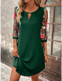 Shopmocho Luxury Dress Women's Perspective Mid Sleeve Printed Round Neck Mini Skirt Summer Party Dress