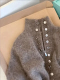 SHOPMOCHOLuxury Fluffy Knitted Cardigan Sweater Design Double Breasted Sweater Coat Women Autumn High-end Lazy Zipper 2000s Y2k Knit Top