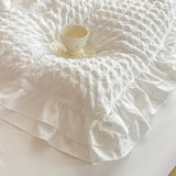 SHOPMOCHO 3pcs Korean lace Bedding set seersucker Duvet Cover Set (1*Duvet Cover + 2*Pillowcase, Without Core)for bedroom guest room