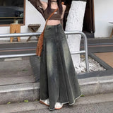 SHOPMOCHO Women Denim Skirts Solid Skirt A Line Button Pocket Ankle Length Zipper Fly Empire Waist None Strech Casual Loose 2026 Autumn