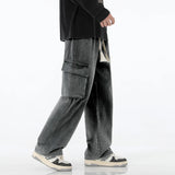 SHOPMOCHO 2026 New Men Baggy Cargo Jeans Fashion Streetwear Vintage Wide Leg Pants American Streetwear Y2K Big Pocket Youth Overalls