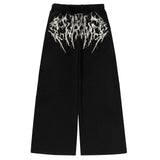 SHOPMOCHO Anime Cloud Print Wide Leg Pants Men Women Streetwear Harajuku Loose Trousers with Wing Pattern Elastic Waist Casual Bottoms