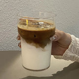 Shopmocho Glass Drinkware Cold Coffee Cups Latte Coffee Glass Iced Juice Milk Water Bottle Aesthetic Cup Wine Cocktail Glass כוסות לקפה קר