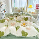 SHOPMOCHO Ins-style Class A ultra-soft double-layer yarn washed cotton 4-piece set, cute quilt cover, student dormitory single and double