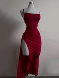 SHOPMOCHO-Sexy Backless Lace Up Long Dress Women Split Sleeveless Bodycon Party Club Evening Dresses High Street Female Suspender Robes