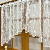 SHOPMOCHO 1pc Lace Bird Short Curtians for Kitchen Cafe Study Room Spring Pastoral Half Sheer Small Window Valance Drapes