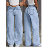 SHOPMOCHO plus Size Women's Wide Leg Jeans Washed Elastic Casual Loose Fit Ladies Denim Pants Comfortable Stretchy Trousers
