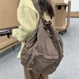 Shopmocho Vintage Backpack New Spring Summer Preppy Style Cotton Unisex Softback Zipper Casual High-Capacity Bookbag Euro-America Style