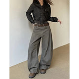 Shopmocho American Vintage 2000s Style High Waist Camel Jeans Pants Spring Fashion Women's Baggy Y2K Wide Leg Denim Trouser Female Clothes