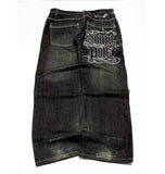 SHOPMOCHO Y2K High Street Dark Fashion Gothic Unisex Jeans American Harajuku Baggy Straight Pants Hip Hop Rock Trend Wide Pants