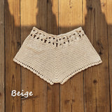SHOPMOCHO Summer Women's Crochet Cutout Swim Shorts Bathing Suit Bottoms Beach Style Drawstring Beach Board Shorts Swim Trunks