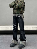 SHOPMOCHO 2025 Punk Y2K Style Camouflage Patchwork Graffiti Baggy Ripped Jeans Pants For Men Clothes Straight Long Trousers Pantalon Homme