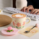 Shopmocho Creative Coffee Mug with Tulip Flower Design Ceramic Cup for Women Aesthetic Ins Style Breakfast Cup