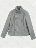 SHOPMOCHO Y2K Autumn/Winter Women's Cardigan Coat Solid Color Street Casual Retro Hip Hop Rock Harajuku New Women's Stand Collar Coat emo