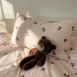 Shopmocho Plaid Bow Knot Pillowcase Korean Y2k Fashions Women Blackpink Dakimakura Sleeping Pillows Cover Bedroom Decoration Girl Gifts