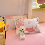 SHOPMOCHO 2pcs Fluffy Plush Pillowcase for Winter Warm Soft Coral Fleece Pillowcase Cover 48x74cm Cartoon Kids Pillow Sham Cushion Cover