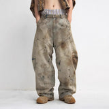Shopmocho Washed And Old Design Jeans, Gender-free Heavy Industry, Dirty Wash Wide-leg Loose Scimitar Pants 2025
