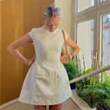 Shopmocho 2025 Women‘s Sexy Slim Fit Hollow Mini Dress Spring New Y2K Sleeveless A- LINE Black Dress High Street Commute Elegant Dresses