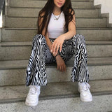 Shopmocho 2025 Summer Zebra Print Wide Leg Pants Y2K Trousers Sexy High Waist Women New Fashion Casual Female Stripe Streetwear 16395