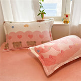 SHOPMOCHO 2pcs Fluffy Plush Pillowcase for Winter Warm Soft Coral Fleece Pillowcase Cover 48x74cm Cartoon Kids Pillow Sham Cushion Cover
