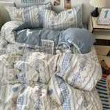 SHOPMOCHO New Soft Skin-friendly Bedding Set Comfortable Breathable Duvet Cover Set with Sheet Single Double Quilt Cover and Pillowcases