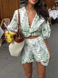 Shopmocho Woman 2 Pieces Shorts Sets 2025 New Fashion Embroidery Short Blouse Summer Women Suit Shorts Two Piece Set Womens Outfits