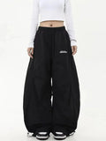 Shopmocho Retro Y2K Hip Hop Streetwear Casual Chic Matching Sweatpant Oversize Women's Wide Leg Pant Low Waist Drawstring Lady Cargo Pants