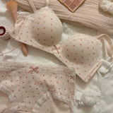 Shopmocho Teenage Sexy Lace Floral Bra Set Comfortable Non-steel Ring Beauty Back Small Breasts Gathered up Support Anti-Sagging Bra Set