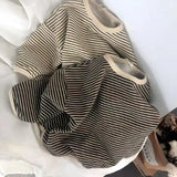 SHOPMOCHO Boys Sweaters Tees Spring Long Sleeve Korean Loose Striped Tops Children's T-shirts All-match Bottoming Girl Shirts