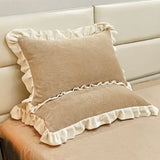 SHOPMOCHO Solid Color Autumn and Winter Thickened Pillowcase Milk Velvet Embroidered Pillowcase with Lace Design