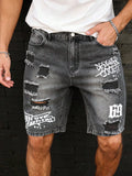 SHOPMOCHO Wholesale Men's Distressed Shorts, Fashionable Jeans, Summer Casual Style, Mid-Waist, Light Color, Woven