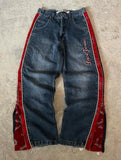 SHOPMOCHO Streetwear New Fashion Vintage Letter Embroidered Red Baggy Jeans Female Y2K Gothic Hiphop Popular Casual Straight Wide-leg Pant