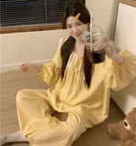 SHOPMOCHO Women's Sweet Print Pajamas Set Long Sleeve Top And Trousers 2 Piece Sleepwear Autumn Casual Loose Lace Loungewear