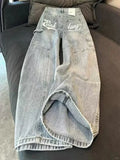 SHOPMOCHO Letter Printing Women Wide Leg Jeans Y2K High Waist Streetwear Baggy Denim Trousers Bf American Hip Hop Grunge Jeans New
