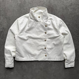SHOPMOCHO Y2K White Fencing Jacket Retro Bakastroll High Neck Loose Casual Denim Jacket Fashionable High Street Men Women Hip Hop Clothing