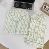 SHOPMOCHO 2 PCS Women Pajama Sleepwear Pajama Set Long Sleeved Pants Suit Peach Print Ventilate Soft Comfortable Home Leisure Home Clothes