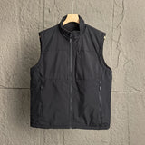 SHOPMOCHO Retro Lambskin Vest for Men Women Stand Collar Sleeveless Fleece Lined Autumn Winter Warm Outdoor