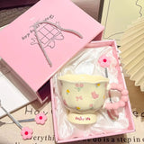 Shopmocho High Value Ceramic Flower Coffee Mugs Dishwasher Safe Creative Water Cups Birthday Gifts for Girls Household