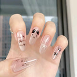 SHOPMOCHO 10Pcs Wearable Cat Eyes Series Short Square Press On Nails Kawaii Cartoon Cat Rabbit Rhinestone Gradients Full Cover False Nails