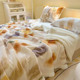 SHOPMOCHO Winter Cartoon Printed Lamb Wool Blanket Thick and Warm Coral Fleece Blanket for Office Napping Fluffy Soft Plush Bedspread