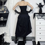 Shopmocho Goth Streetwear Gothic Skirt Women Harajuku Emo Alternative Grunge High Waist Bandage A-line Skirts Y2k E-girl Indie Clothes