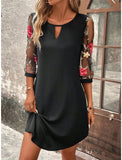 Shopmocho Luxury Dress Women's Perspective Mid Sleeve Printed Round Neck Mini Skirt Summer Party Dress