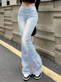 SHOPMOCHO 2025 Woman Vintage High Waist Flare Jeans Female Stretchy Bootcut Tight Denim Pants Women Bell Bottoms Casual Slim Fit Trousers