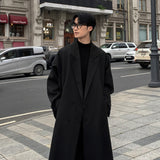 SHOPMOCHO Trench Coat Autumn Korean Men's New Fashion Overcoat Male Long Windbreaker Streetwear Trench Men Outerwear Black/Gray/Coffee